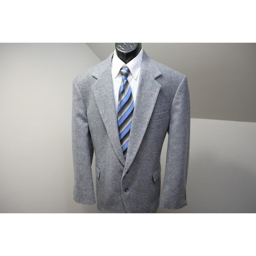 Imperial Haggar Tweed Handwoven Herringbone Wool Blazer Sports Jacket‎ Sz 46 R